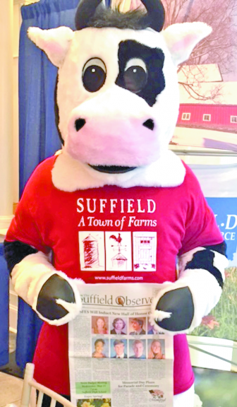 “Milkshake the Cow” aka Suffield Economic Development Director Patrick McMahon, took the Observer to Southington on May 15 to promote Suffield businesses and organizations at Daytrips & Destinations, a Connecticut summer planning and travel show at the Aqua Turf Club, hosted by The Hartford Courant and Fox 61.
