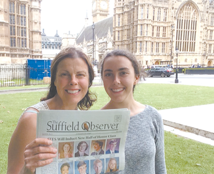 Lynn Mervosh is pictured with the Observer and her daughter Anna in front of the Parliament Buildings and Big Ben. They had been visiting Pax Lodge, a Girl Scout World Center in London, in July.