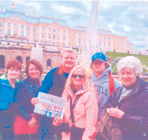 A group of Suffield friends took the Observer along recently on a trip to the Summer palace in St. Petersburg, Russia. From the left: Kathy Krar, Eileen Krar, Andy Krar, Lorianne Krar Nutini and her son Nicholas Mayo, and Dian Friedman.