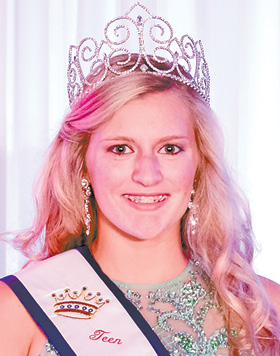 Suffield High School senior Madison D’Ostuni is pictured with her new banner as Miss Northern States.
