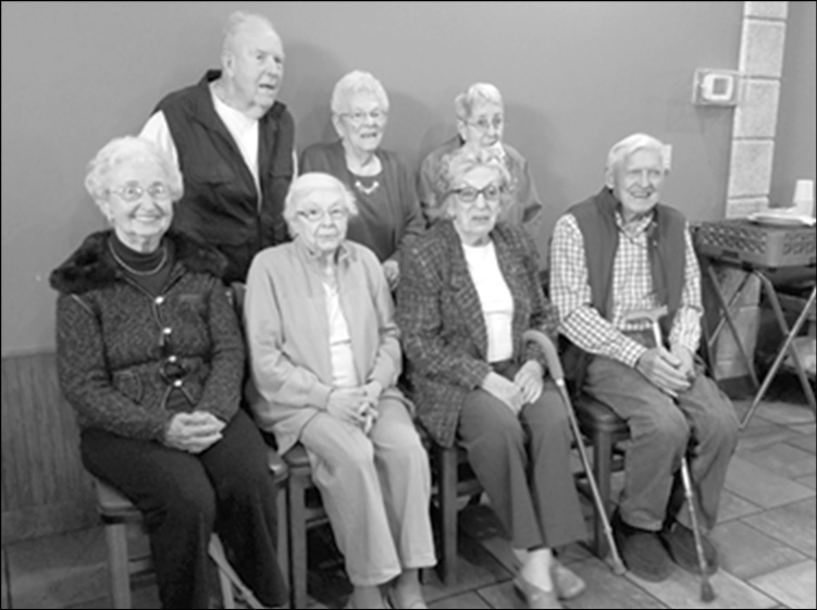 Pictured at Captain Jimmy’s in Agawam celebrating their 73rd reunion are seven members of the SHS Class of ‘43. Seated, from the left: Florence Putkowski Christian, Marguerite Kupernik O’Brien, Mary Kozikowski Labun, Joe Phillips. Standing: Charles Colson, Gert Israel Hastings, Muriel Whalen Deck.