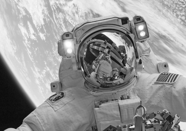 Connecticut’s own NASA Astronaut Rick Mastracchio is pictured during a spacewalk in Earth orbit.