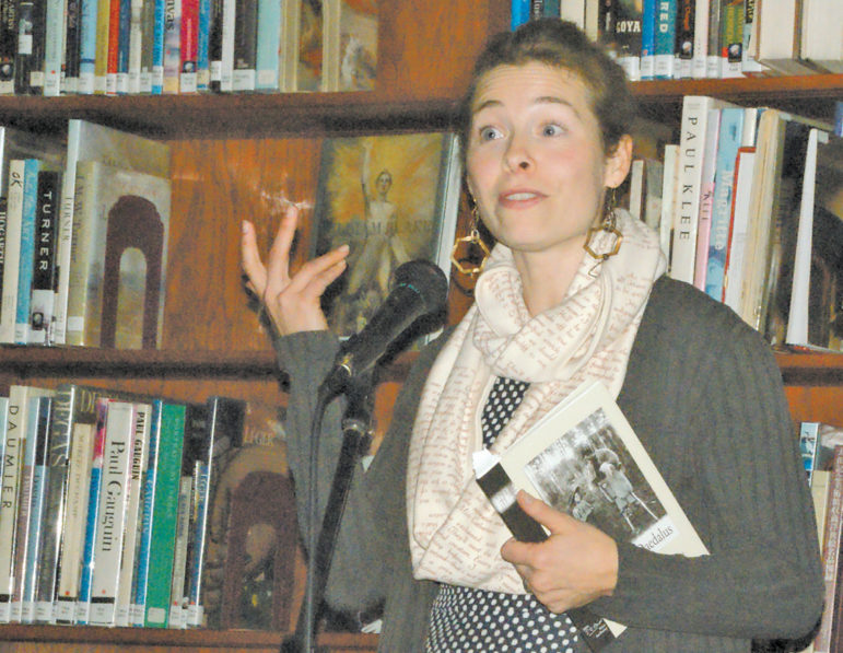 Suffield native Alison Moncrief Bromage is pictured during her recent poetry reading at Suffield Academy. She is the 2016 winner of the T. S. Eliot Prize for Poetry.