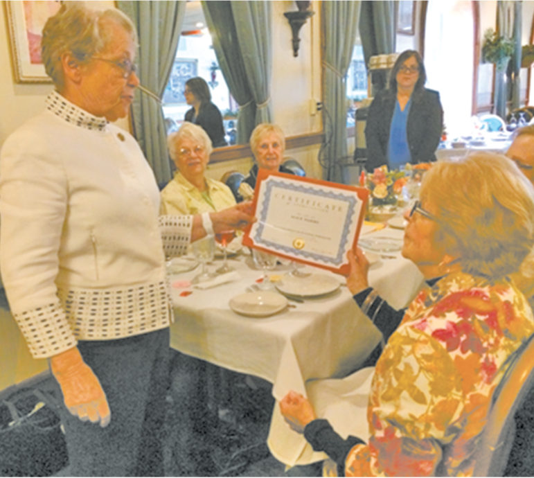 Alice Dahms was recognized for her 30 years heading the Suffield Garden Club’s Hazardous Waste Disposal program.
