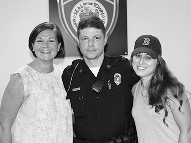 Sgt. John Trovato is pictured at Suffield Police headquarters with MADD executive Johanna Krebs and Mrs. Taylor Jiminez, another honoree.