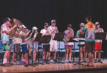 The brass ensemble performs at the Suffield Schools’ first-ever summer music camp.