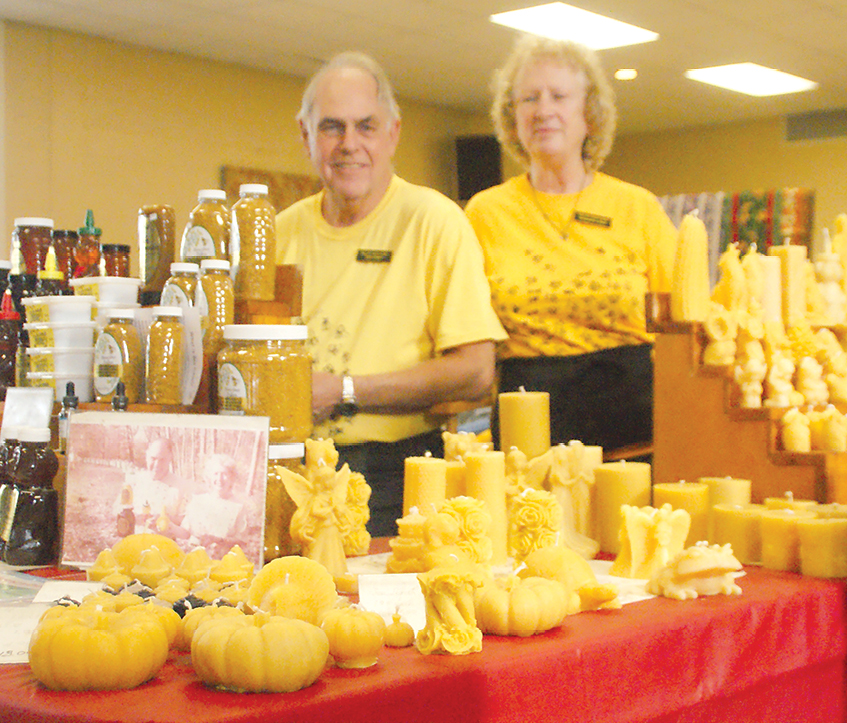 At First Congregational Church, beekeepers Donald and Rosemary Gowdy offer an extraordinary variety of honeybee products they produce at Valley View Acres in Westfield, ranging from beeswax candles and honey soap to honey vinegar tonic and just plain, sweet, honey.