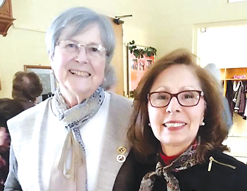 Trudy Fleck of Enfield, left, and Lisa Pepe of Suffield are pictured at a recent meeting of the Woman’s Club of Enfield, to which the Suffield Club was invited.  Fleck and Pepe are presidents of their clubs.